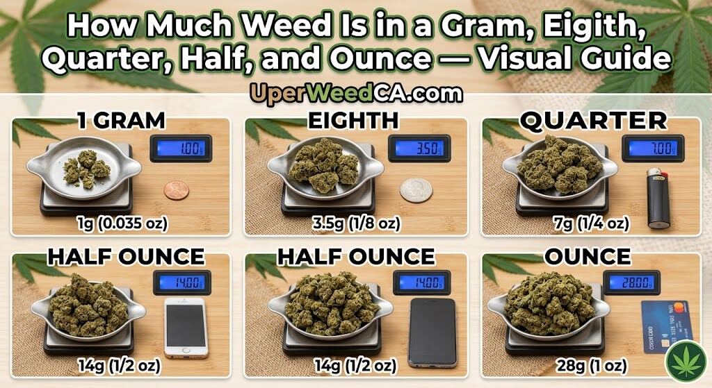 How Much Weed Is in a Gram, Eighth, Quarter, Half, and Ounce — Visual Guide