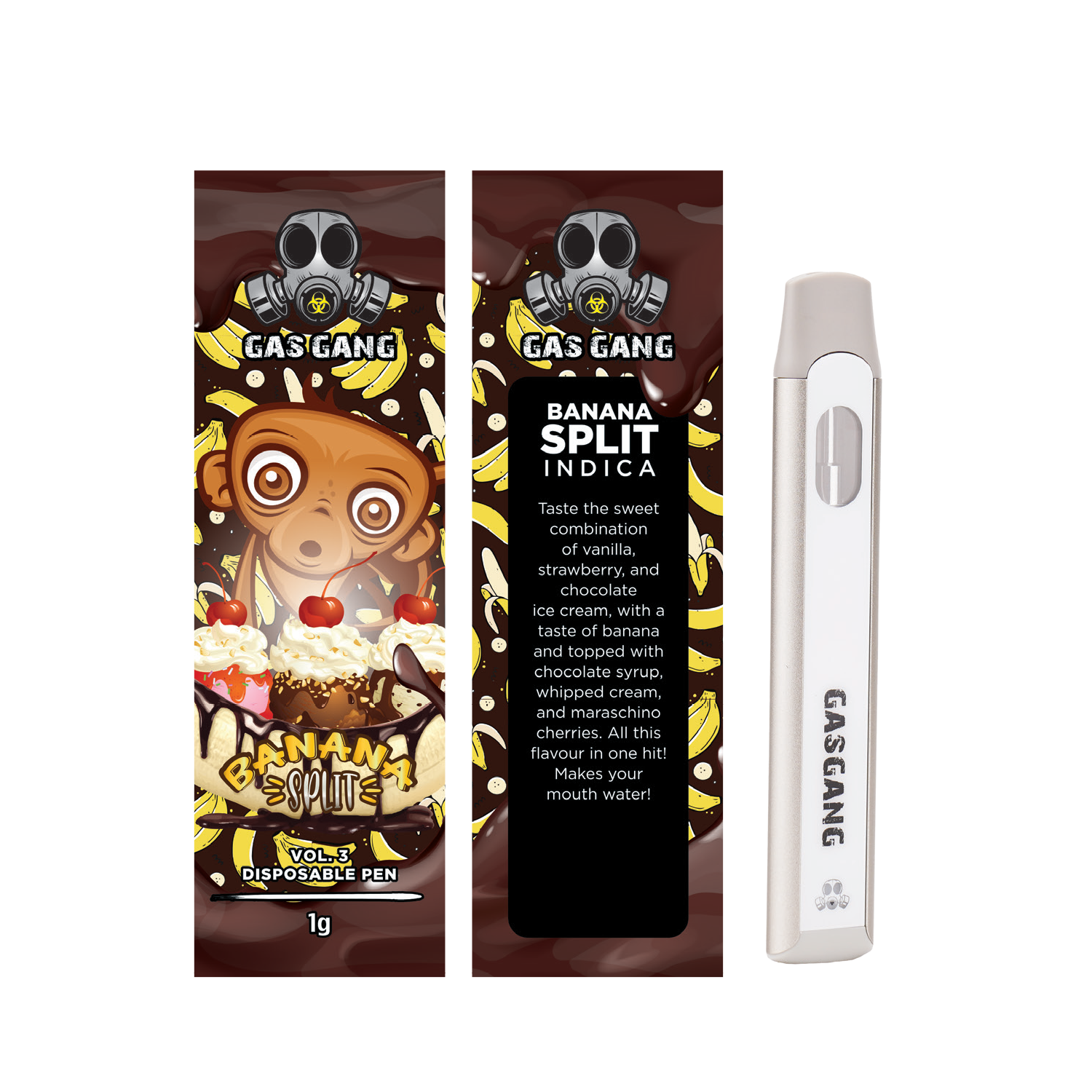 Gas Gang 1G Flavour Vape Banana Split Indica 1G