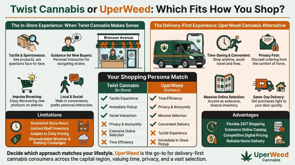 Infographic: Twist Cannabis or UperWeed: Which Fits How You Shop?