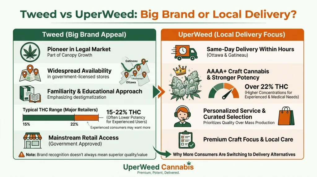 Infographic: Tweed vs UperWeed: Big Brand or Local Delivery?