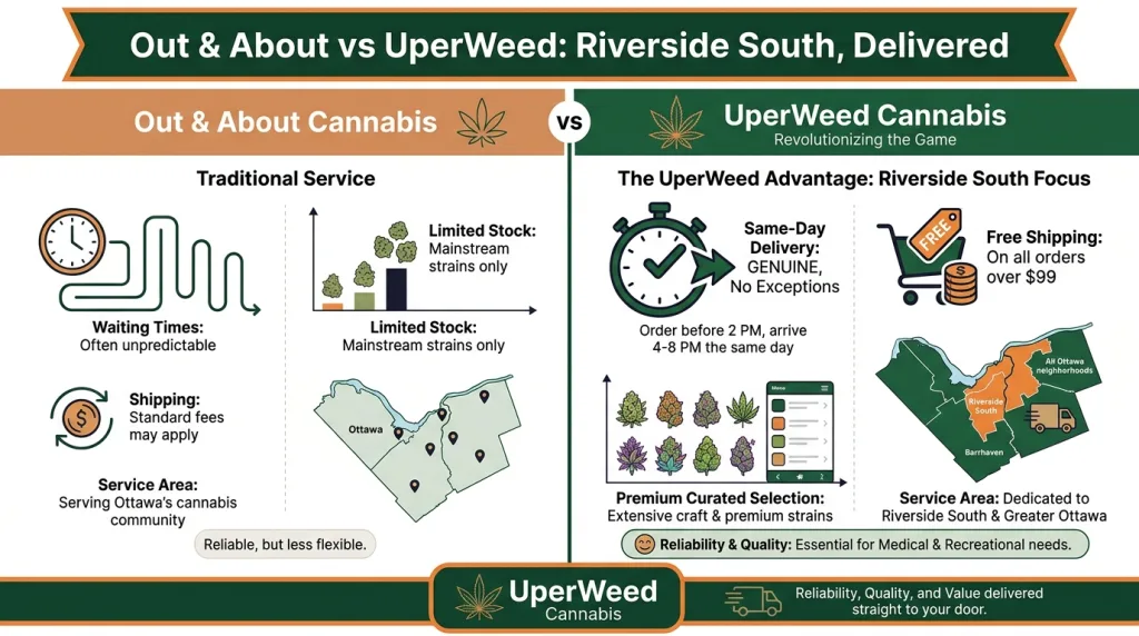 Infographic: Out & About vs UperWeed: Riverside South, Delivered