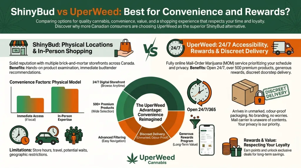 Infographic: ShinyBud vs UperWeed: Best for Convenience and Rewards?