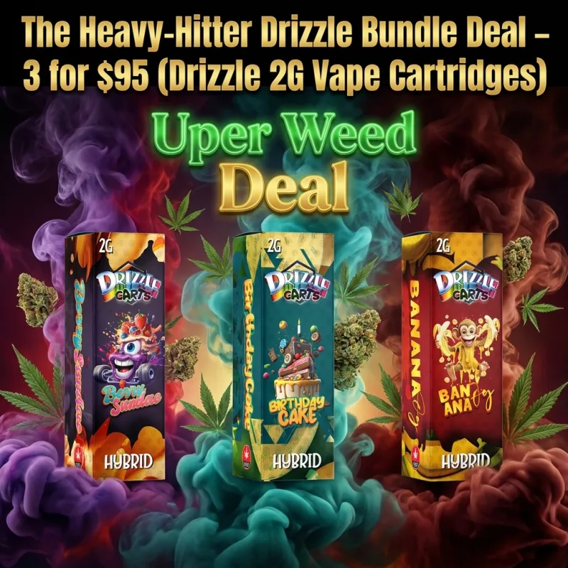 The Heavy-Hitter Drizzle Bundle Deal – 3 for $95 (Drizzle 2G Vape Cartridges)