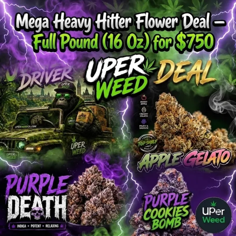 Mega Heavy Hitter Flower Deal – Full Pound (16 Oz) for $750