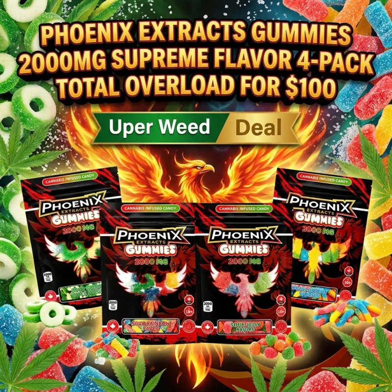 Phoenix Extracts Gummies 2000mg Supreme Flavor 4-Pack Total Overload for $100