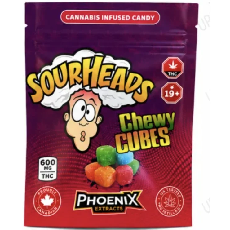 Sourheads THC Candies 600 MG - Chew Cubes