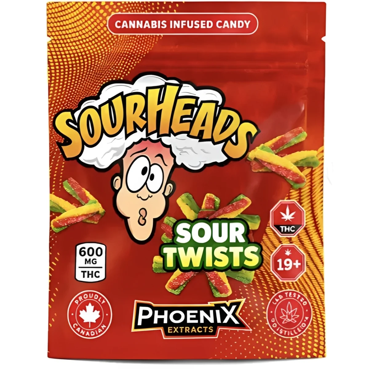 Sourheads THC Candies 600 MG - Sour Twists