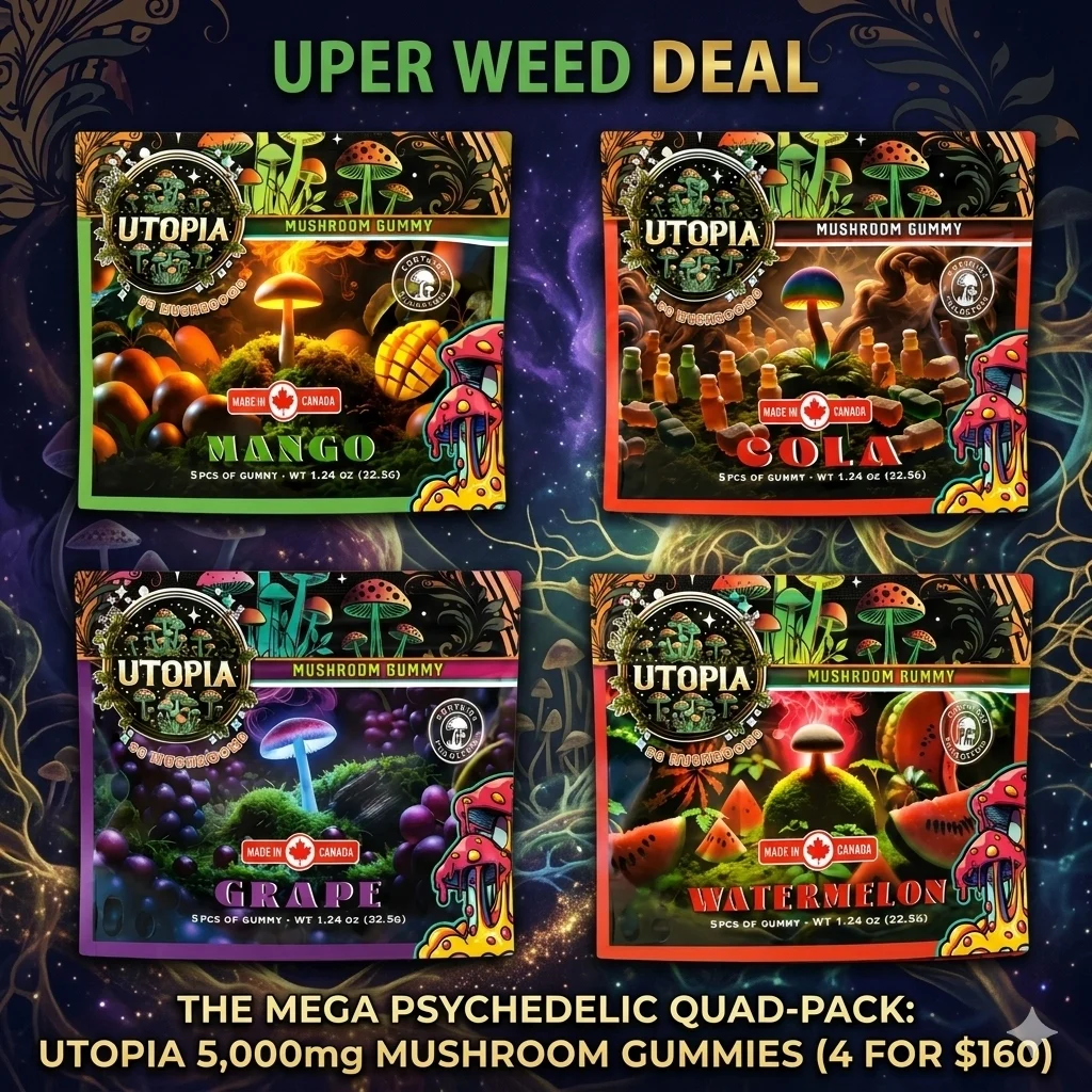 The Mega Psychedelic Quad-Pack: Utopia 5,000mg Mushroom Gummies (4 for $160)