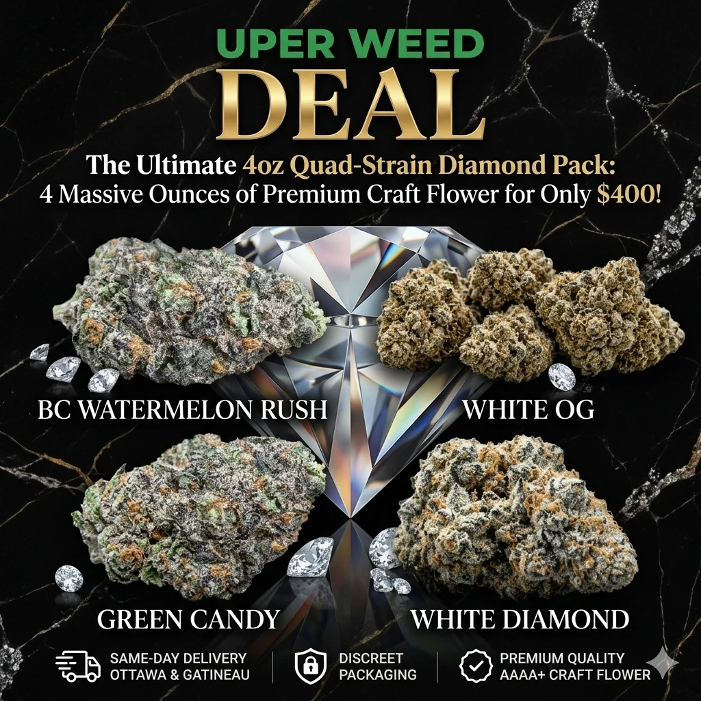The Ultimate 4oz Quad-Strain Diamond Pack: 4 Massive Ounces of Premium Craft Flower for Only $400!
