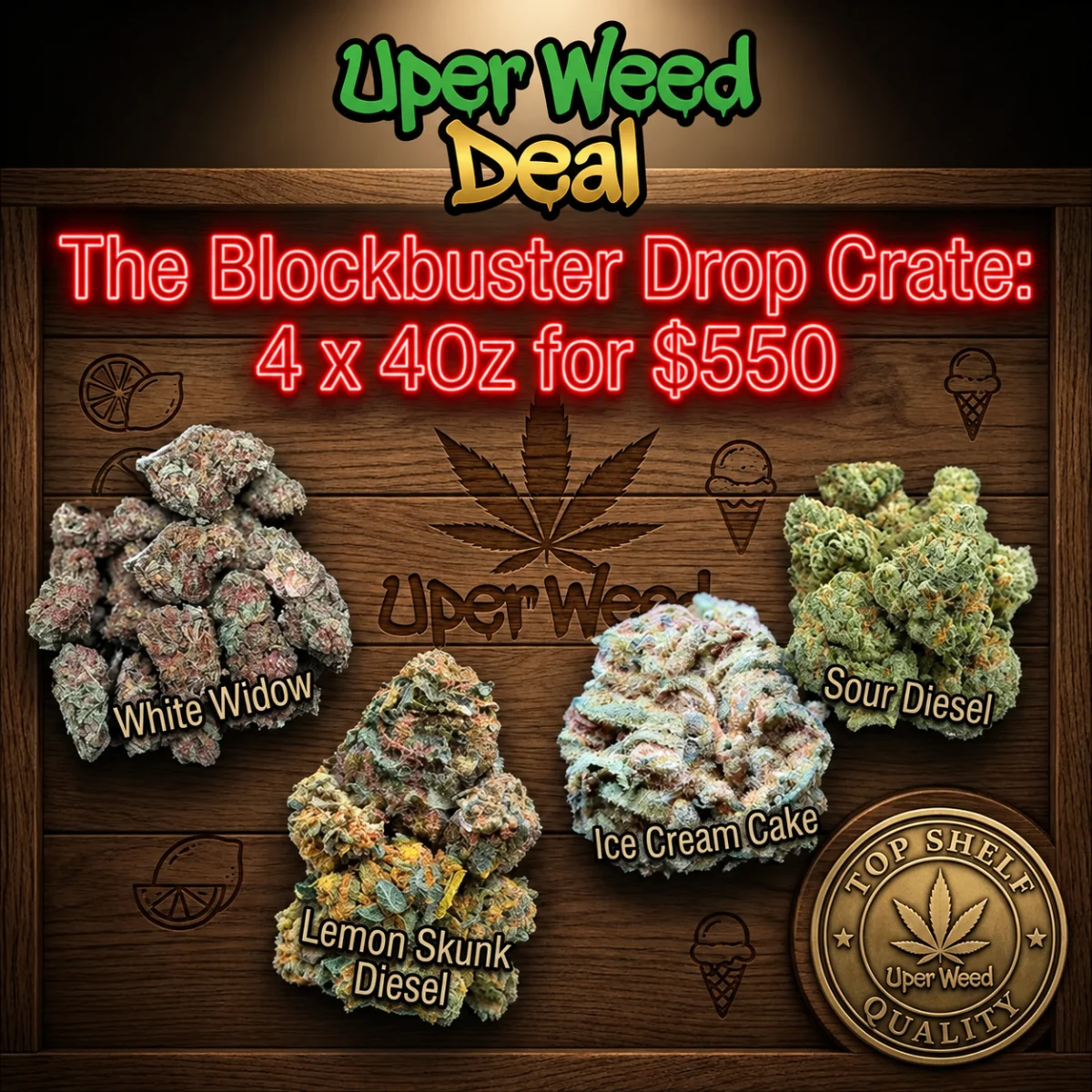 The Blockbuster Drop Crate: 4 x 4Oz for $550 photo 1