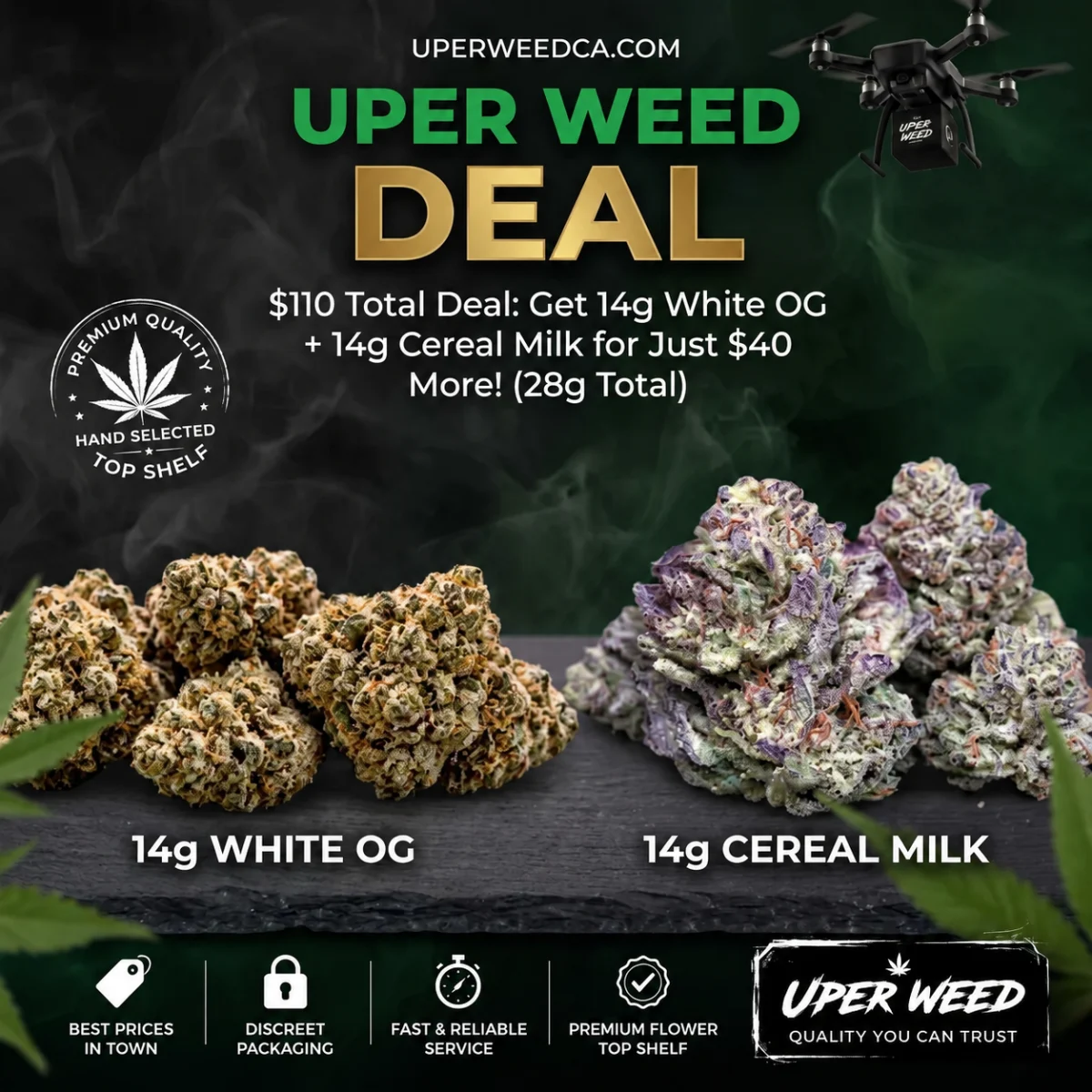 $110 Total Deal: Get 14g White OG + 14g Cereal Milk for Just $40 More! (28g Total)