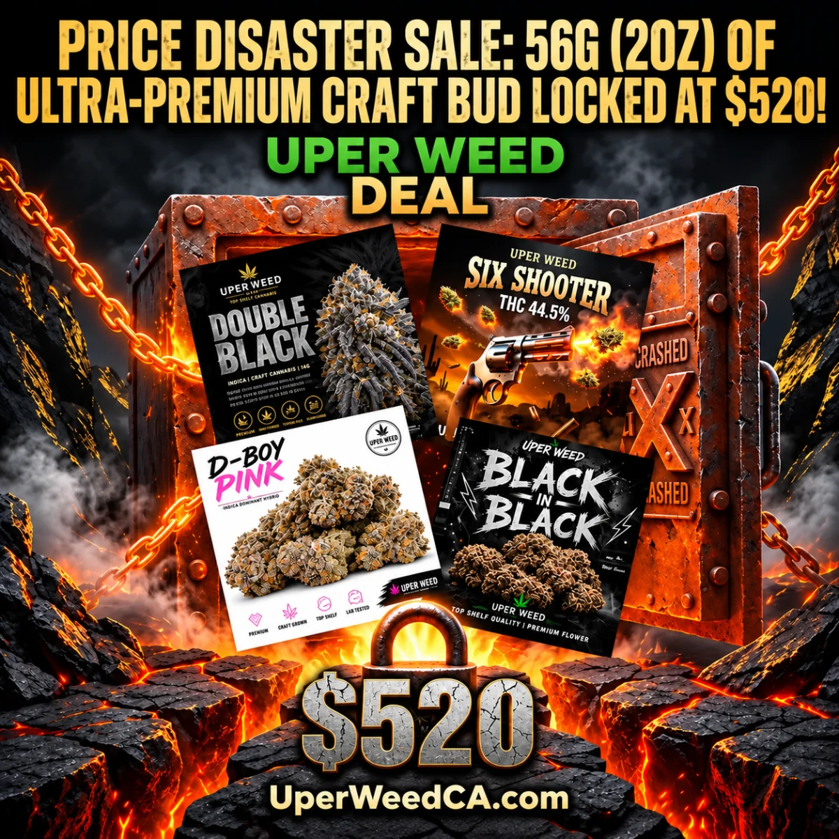 Price Disaster Sale: 56g (2oz) of Ultra-Premium Craft Bud Locked at $520!