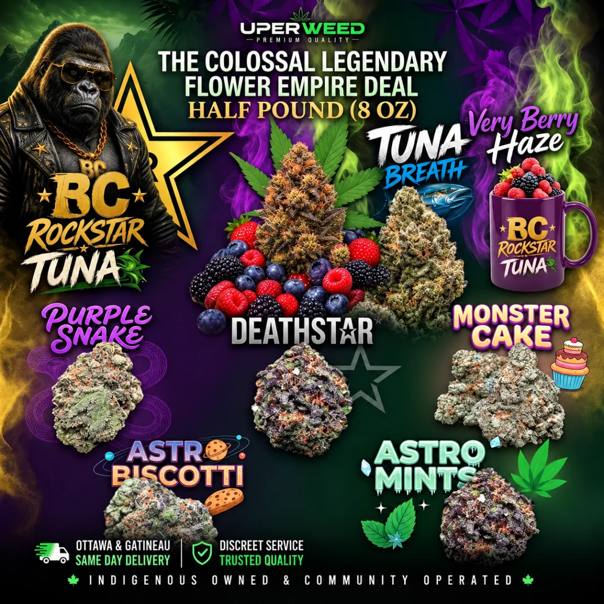 The Colossal Legendary Flower Empire Deal – Half Pound (8 Oz) for $375