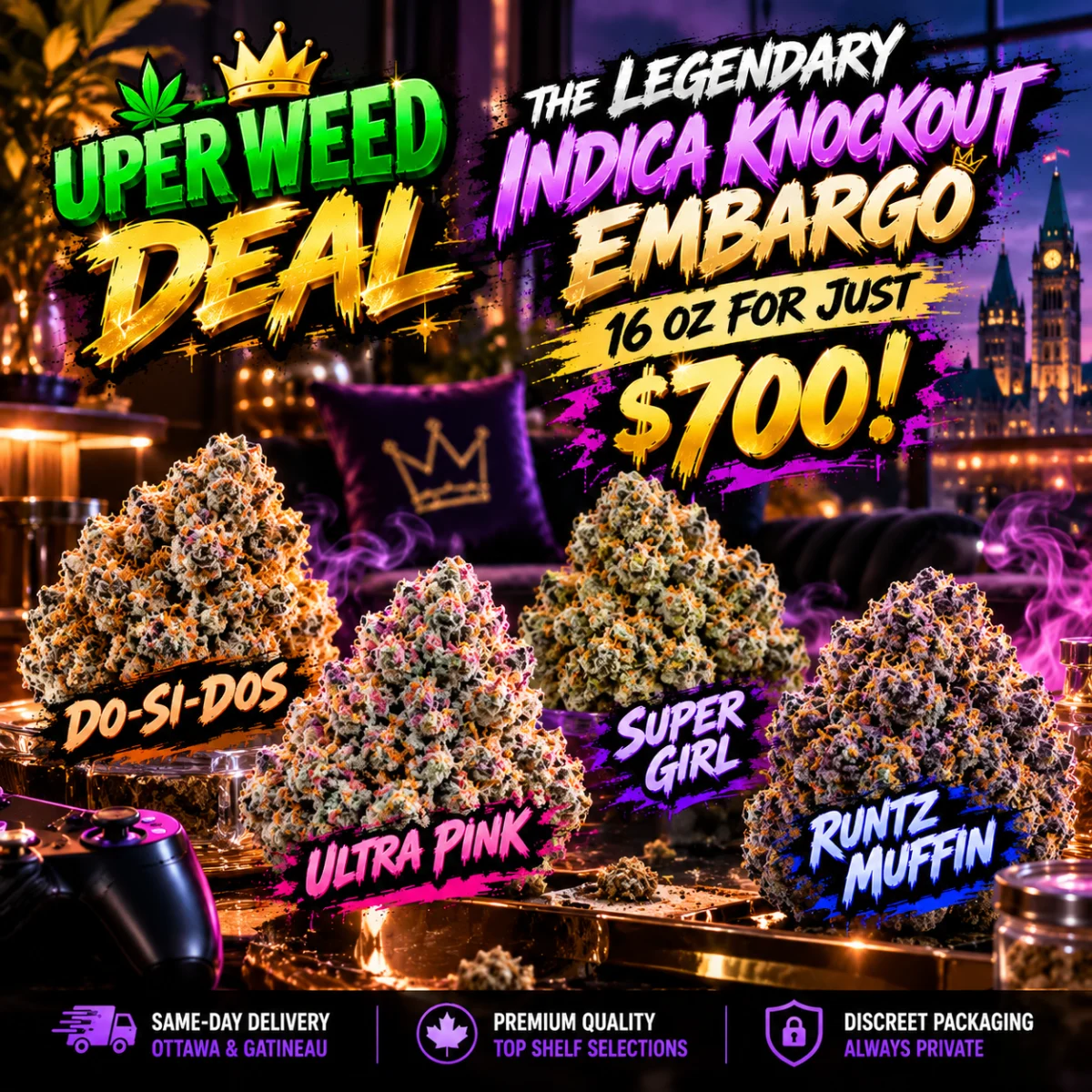 THE LEGENDARY INDICA KNOCKOUT EMBARGO - 16 Oz FOR JUST $700!