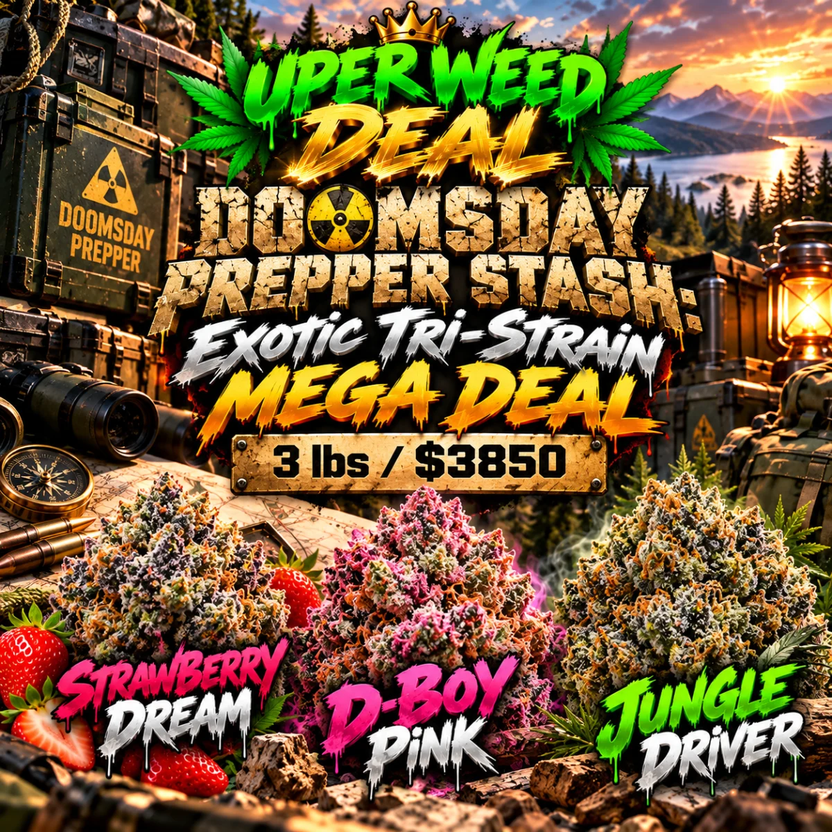DOOMSDAY PREPPER STASH: Exotic Tri-Strain MEGA DEAL [3 lbs / $3850] photo 1