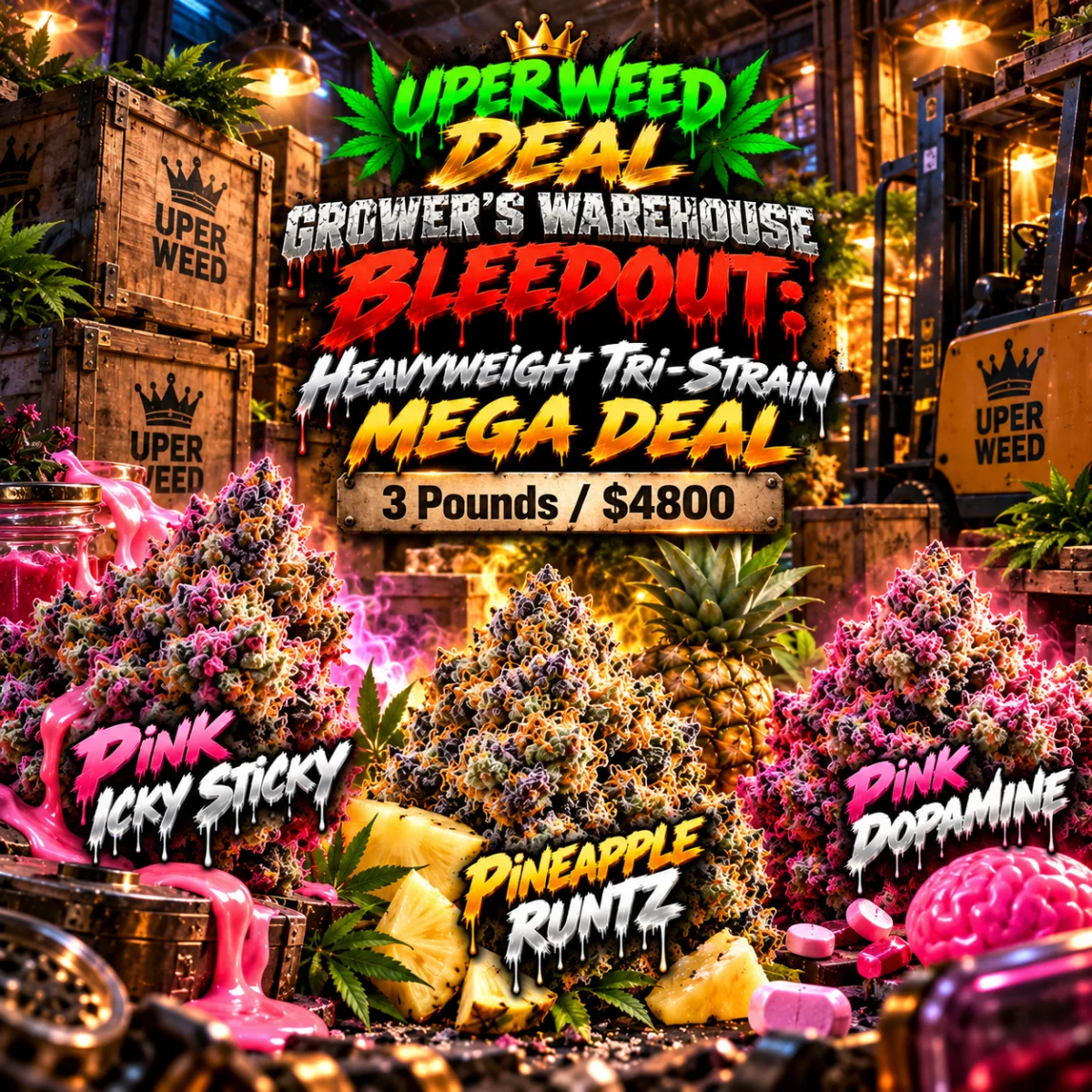 GROWER'S WAREHOUSE BLEEDOUT: Heavyweight Tri-Strain MEGA DEAL [3 Pounds / $4800]